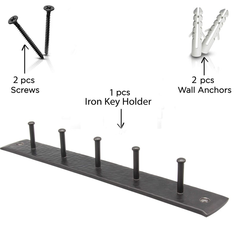 Stur-De Rustic Wall Hooks for Hanging Accessories, Towel, Leash, Jewelry Hanger - Farmhouse-Style Homes - Vintage Iron Keys and Towels Rack - 10 x 1.2 x 1.2 Inch - Image 5